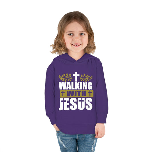 Walking With Jesus Christian Toddler Pullover Fleece Hooded Sweatshirt - ClaimedbyGodDesigns