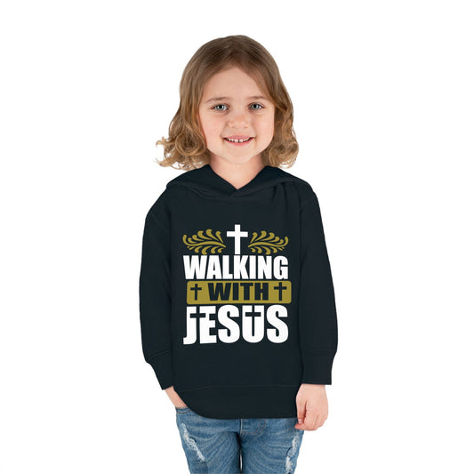 Walking With Jesus Christian Toddler Pullover Fleece Hooded Sweatshirt - ClaimedbyGodDesigns