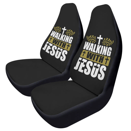 Walking With Jesus Soft and Lightweight Christian Front Car Seat Covers (2pcs) - ClaimedbyGodDesigns