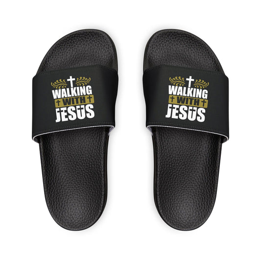 Walking With Jesus Women's PU Christian Slide Sandals - ClaimedbyGodDesigns