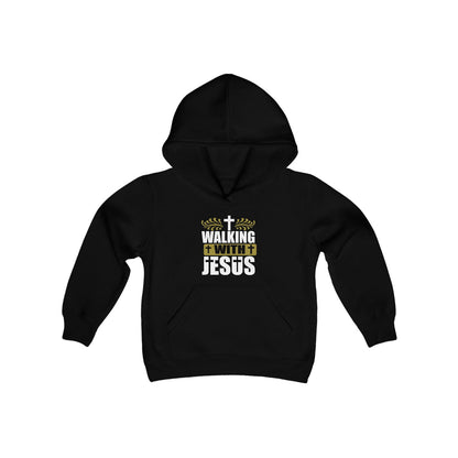 Walking With Jesus Youth Heavy Blend Christian Hooded Sweatshirt - ClaimedbyGodDesigns