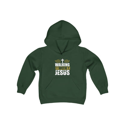 Walking With Jesus Youth Heavy Blend Christian Hooded Sweatshirt - ClaimedbyGodDesigns