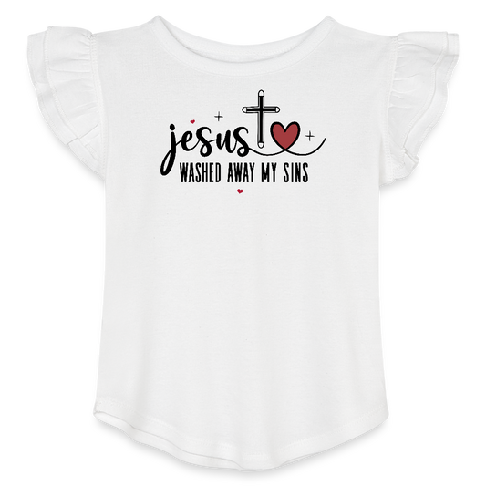 Washed Away My Sins Christian Toddler Girls Flutter T-shirt - ClaimedbyGodDesigns