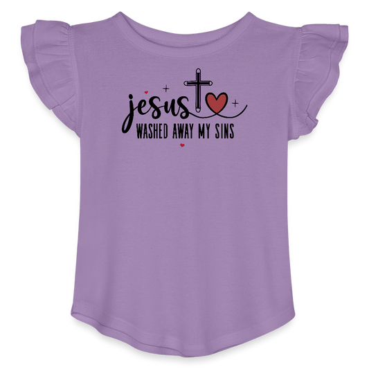 Washed Away My Sins Christian Toddler Girls Flutter T-shirt - ClaimedbyGodDesigns
