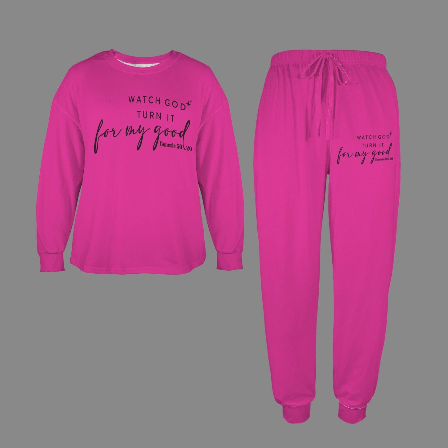 Watch God Turn It For My Good Christian Women's Leg Binding Pocket Long Pajama Set - ClaimedbyGodDesigns