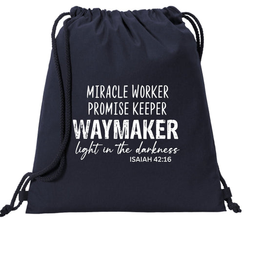 Waymaker Christian Drawstring Bag - ClaimedbyGodDesigns