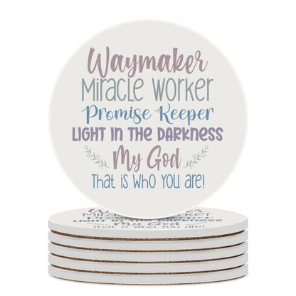 Waymaker Christian Round Ceramic Coaster - ClaimedbyGodDesigns