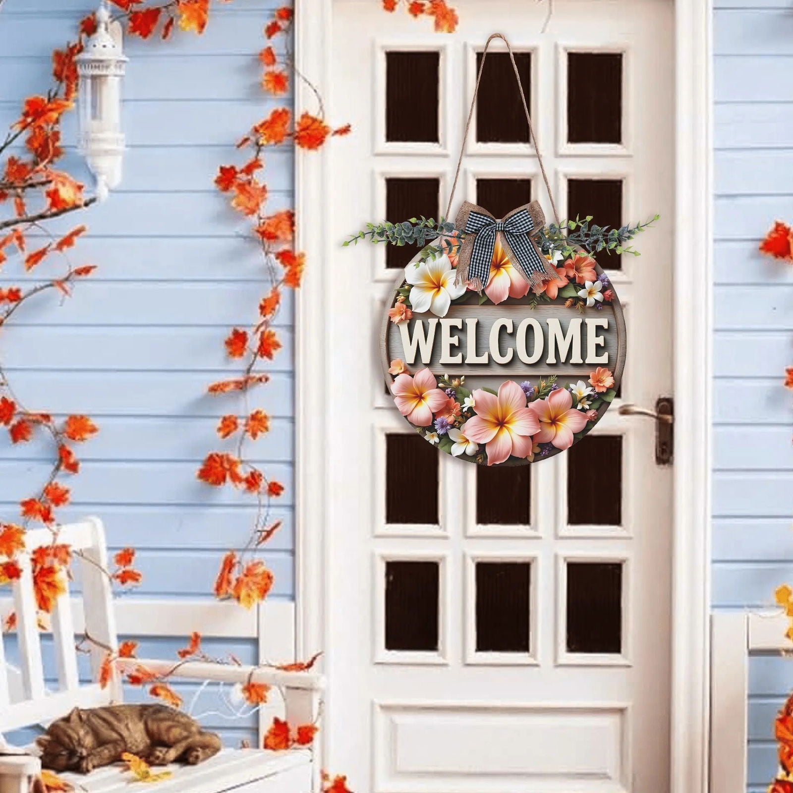 Welcome Round Acrylic Hanging Welcome Sign Front for Door Decoration Wall Sign - ClaimedbyGodDesigns
