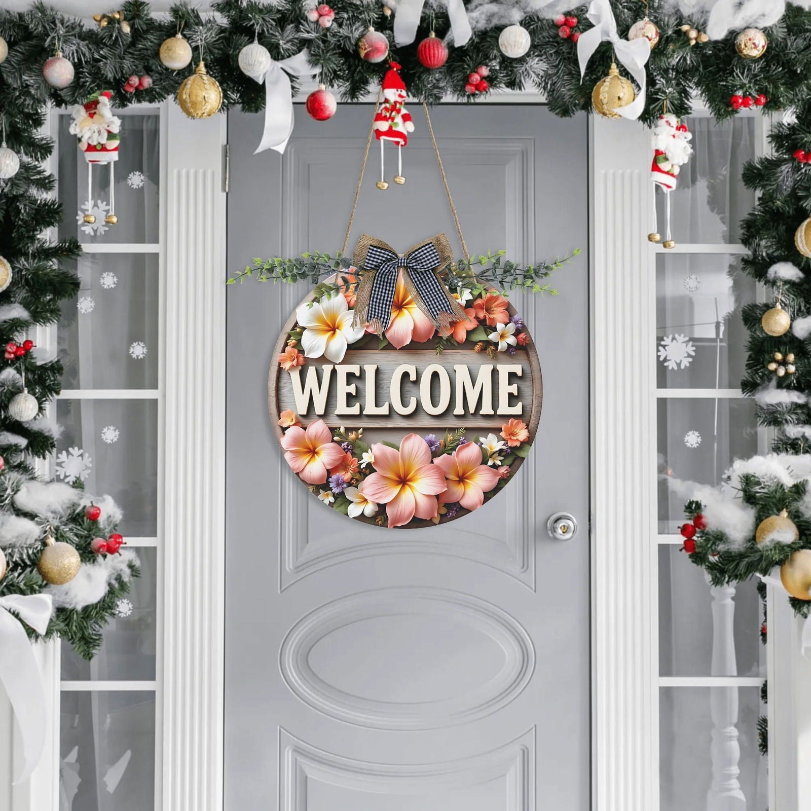Welcome Round Acrylic Hanging Welcome Sign Front for Door Decoration Wall Sign - ClaimedbyGodDesigns