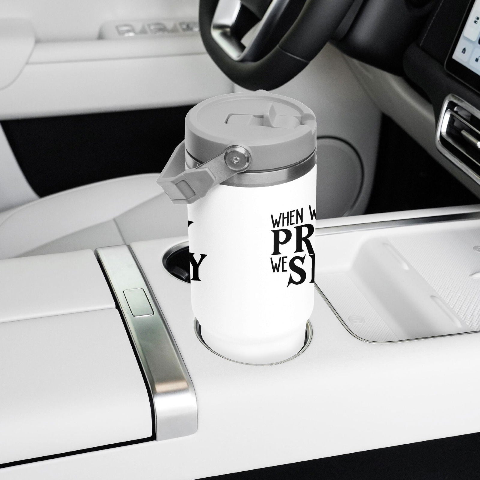 When We Pray We Slay Christian Flip Straw Tumbler - 30oz - ClaimedbyGodDesigns