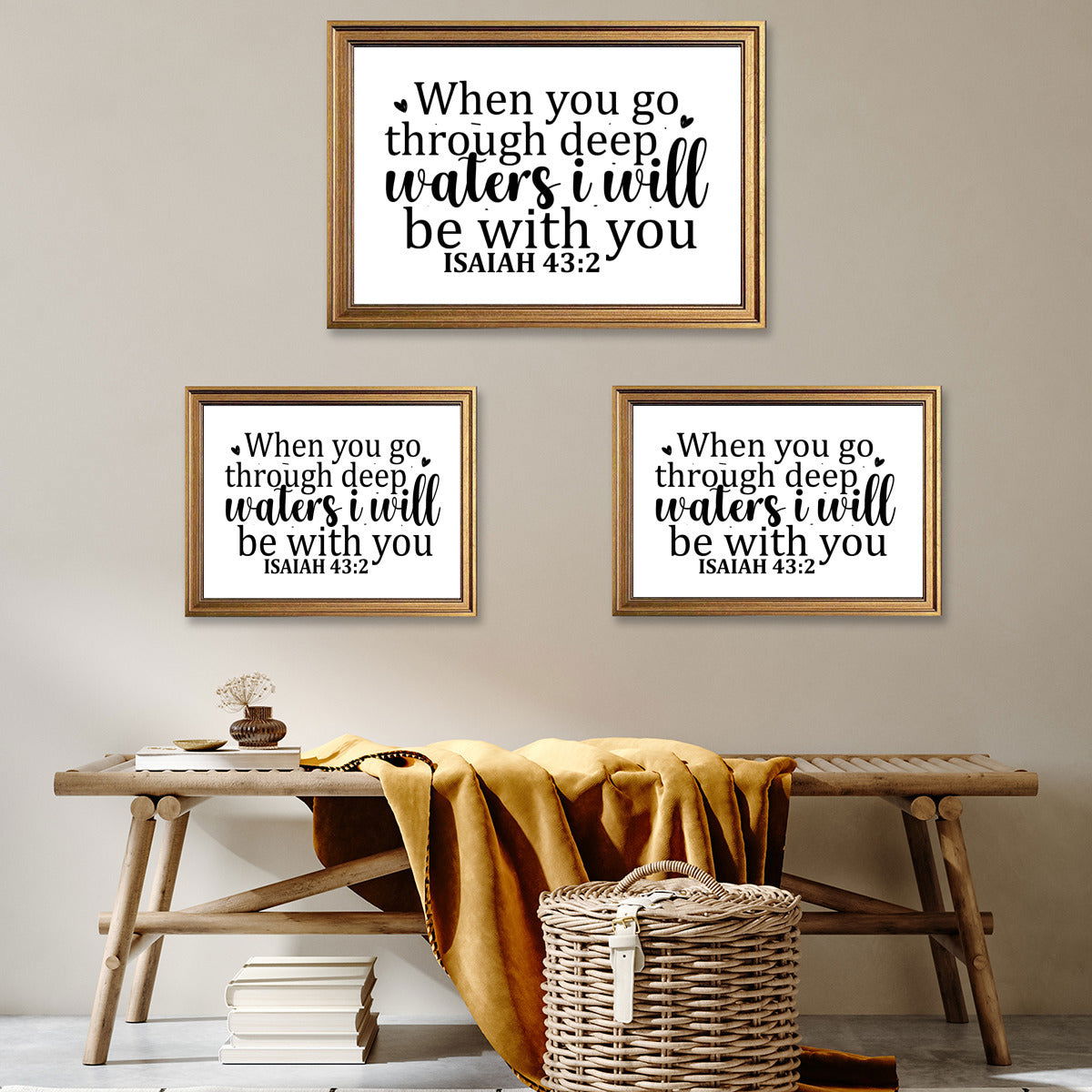 When you go through deep waters i will be with you Christian Canvas - ClaimedbyGodDesigns