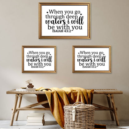 When you go through deep waters i will be with you Christian Canvas - ClaimedbyGodDesigns