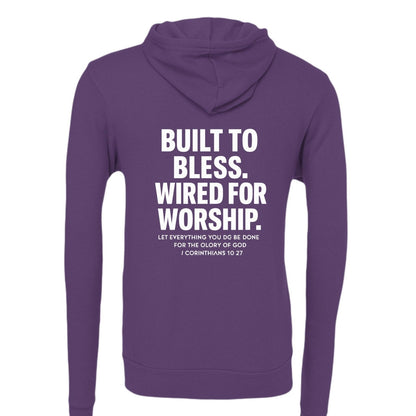 Wired For Worship Unisex Christian Full-Zip Hooded Sweatshirt - ClaimedbyGodDesigns