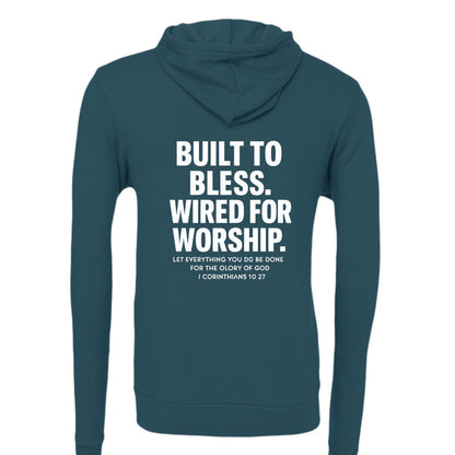 Wired For Worship Unisex Christian Full-Zip Hooded Sweatshirt - ClaimedbyGodDesigns