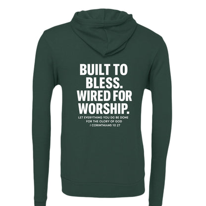Wired For Worship Unisex Christian Full-Zip Hooded Sweatshirt - ClaimedbyGodDesigns