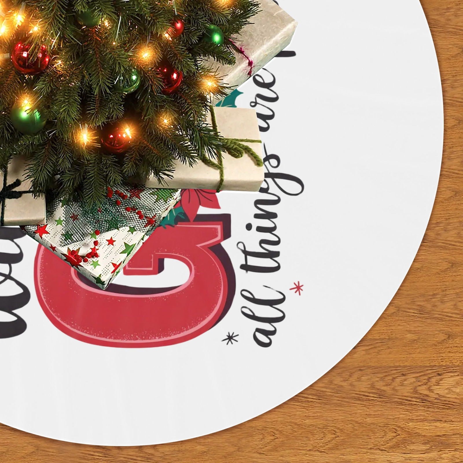 With God All Things Are Possible Christian Christmas Tree Skirt - ClaimedbyGodDesigns