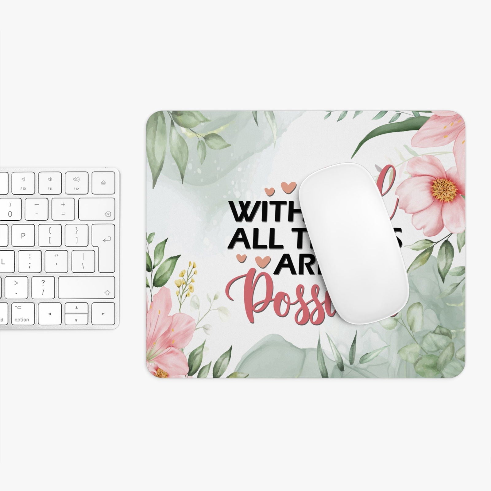 With God All Things Are Possible Christian Computer Mouse Pad - ClaimedbyGodDesigns