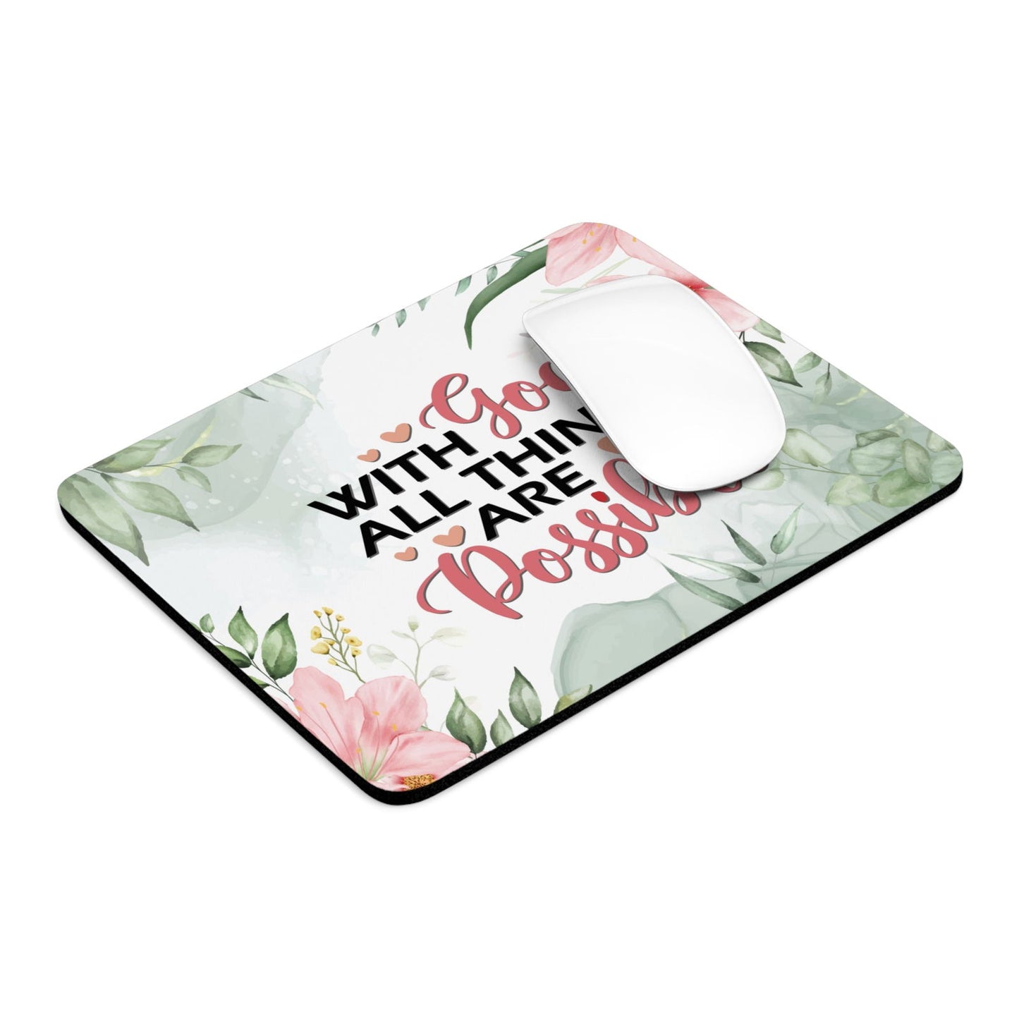 With God All Things Are Possible Christian Computer Mouse Pad - ClaimedbyGodDesigns