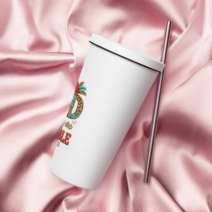 With God All Things Are Possible Christian Insulated 20oz Tumbler with a straw - ClaimedbyGodDesigns