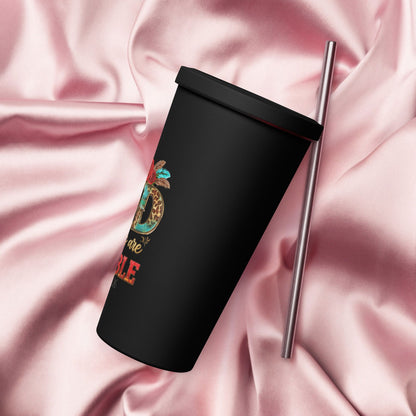 With God All Things Are Possible Christian Insulated 20oz Tumbler with a straw - ClaimedbyGodDesigns