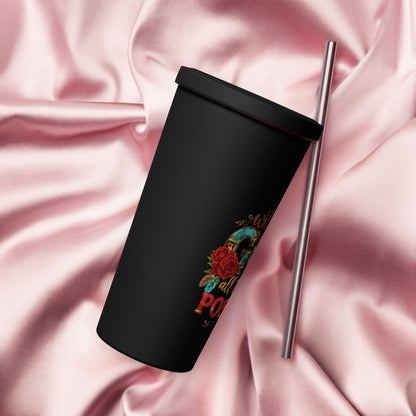 With God All Things Are Possible Christian Insulated 20oz Tumbler with a straw - ClaimedbyGodDesigns