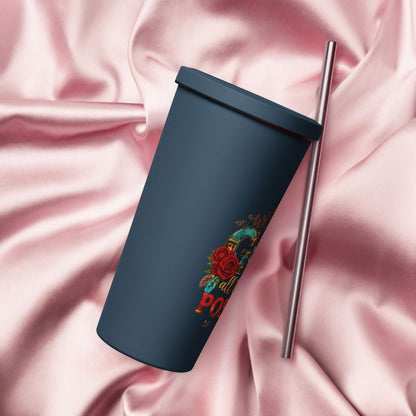 With God All Things Are Possible Christian Insulated 20oz Tumbler with a straw - ClaimedbyGodDesigns
