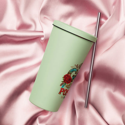 With God All Things Are Possible Christian Insulated 20oz Tumbler with a straw - ClaimedbyGodDesigns