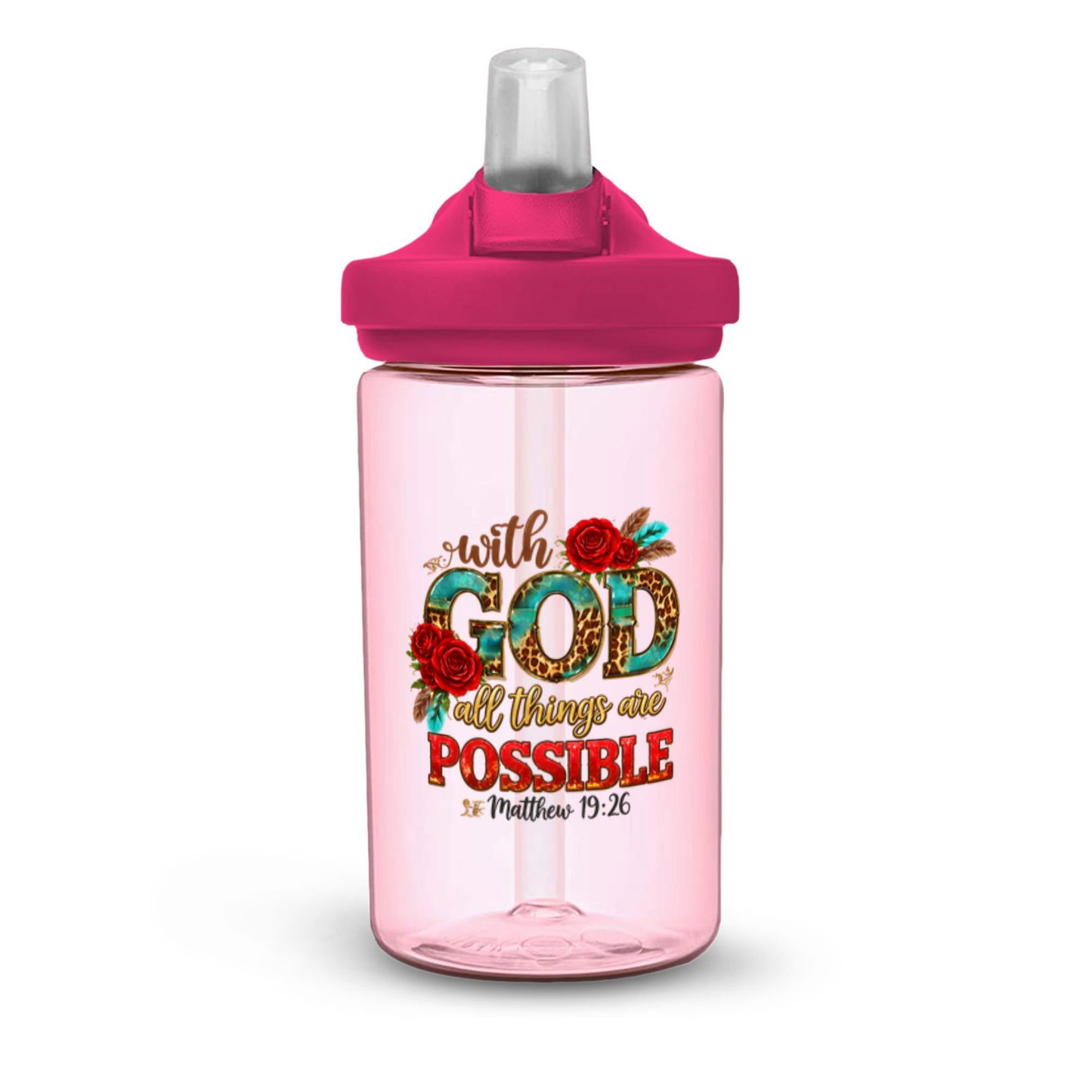 With God All Things Are Possible Christian Kids Water Bottle - ClaimedbyGodDesigns