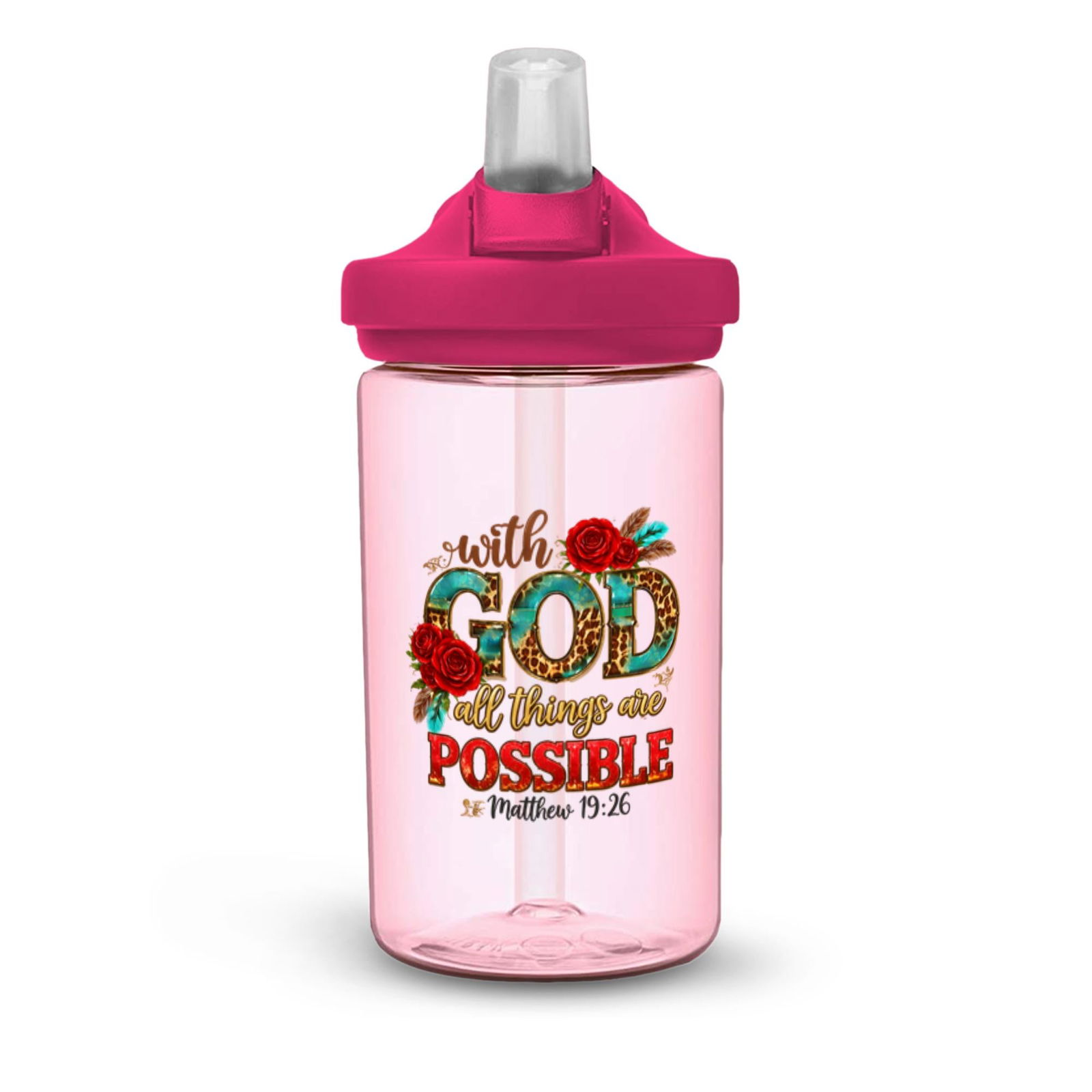 With God All Things Are Possible Christian Kids Water Bottle - ClaimedbyGodDesigns