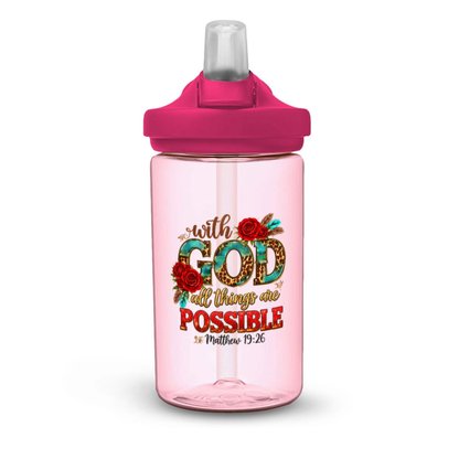 With God All Things Are Possible Christian Kids Water Bottle - ClaimedbyGodDesigns