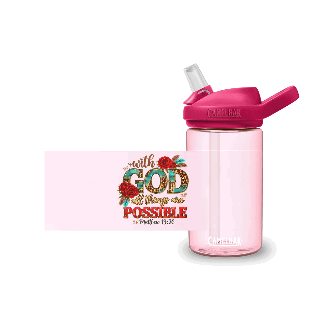 With God All Things Are Possible Christian Kids Water Bottle - ClaimedbyGodDesigns