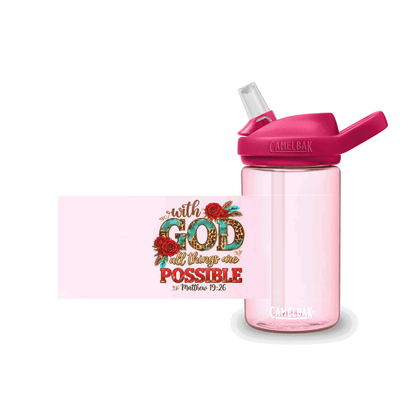 With God All Things Are Possible Christian Kids Water Bottle - ClaimedbyGodDesigns