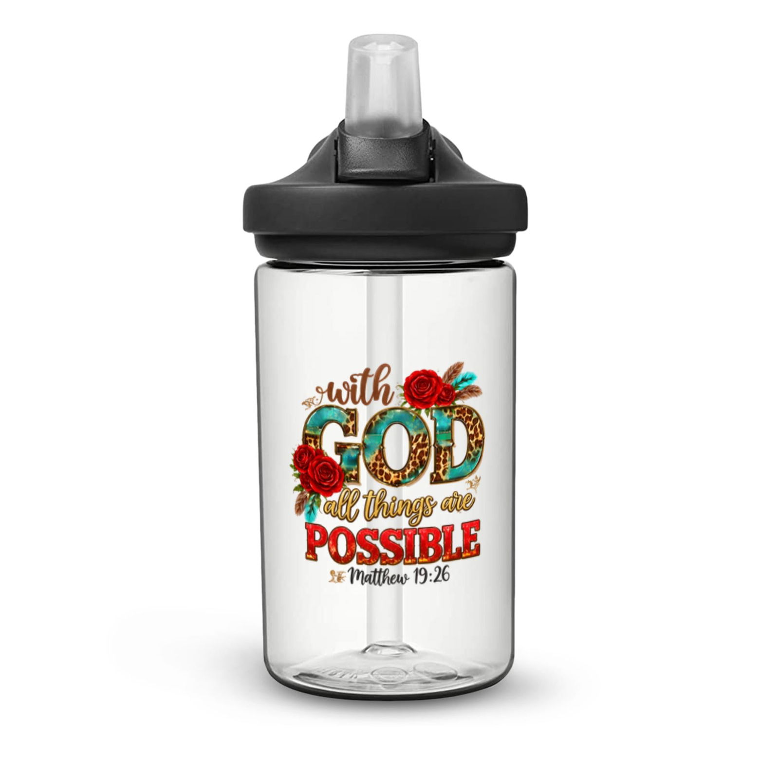 With God All Things Are Possible Christian Kids Water Bottle - ClaimedbyGodDesigns