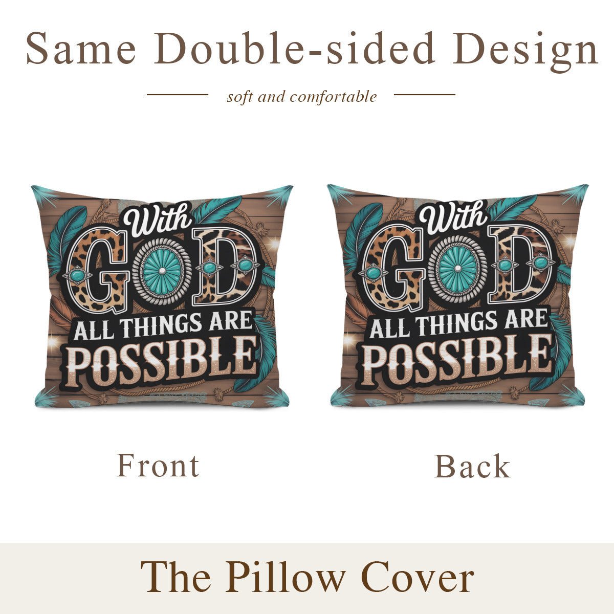 With God All Things Are Possible Christian Pillow (pillow cover + pillow insert) - ClaimedbyGodDesigns