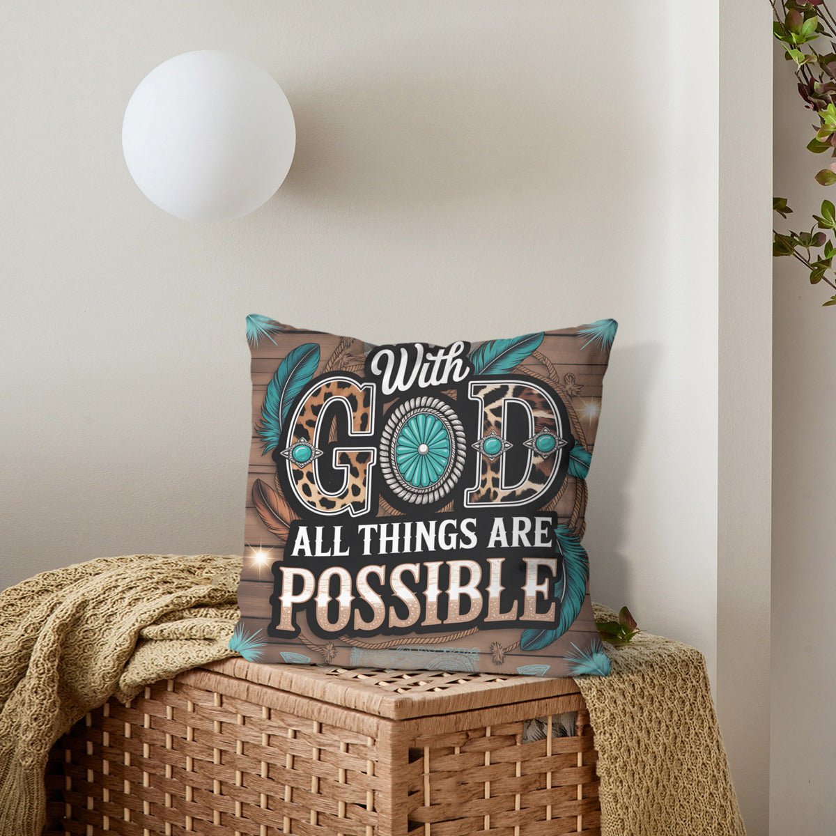 With God All Things Are Possible Christian Pillow (pillow cover + pillow insert) - ClaimedbyGodDesigns