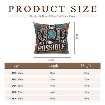 With God All Things Are Possible Christian Pillow (pillow cover + pillow insert) - ClaimedbyGodDesigns