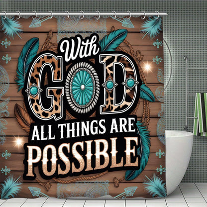 With God All Things Are Possible Feathered Christian Waterproof Shower Curtain - ClaimedbyGodDesigns
