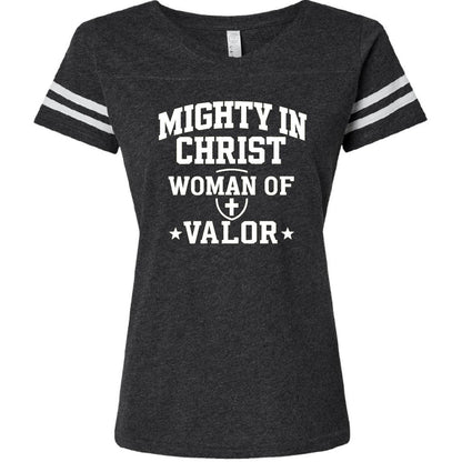 Woman OF Valor Women's Christian Football Jersey T-shirt - ClaimedbyGodDesigns