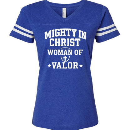 Woman OF Valor Women's Christian Football Jersey T-shirt - ClaimedbyGodDesigns