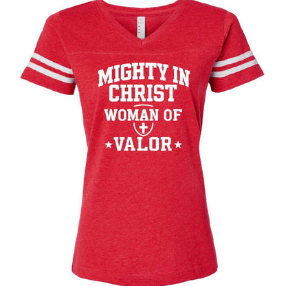 Woman OF Valor Women's Christian Football Jersey T-shirt - ClaimedbyGodDesigns