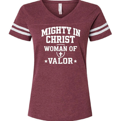 Woman OF Valor Women's Christian Football Jersey T-shirt - ClaimedbyGodDesigns