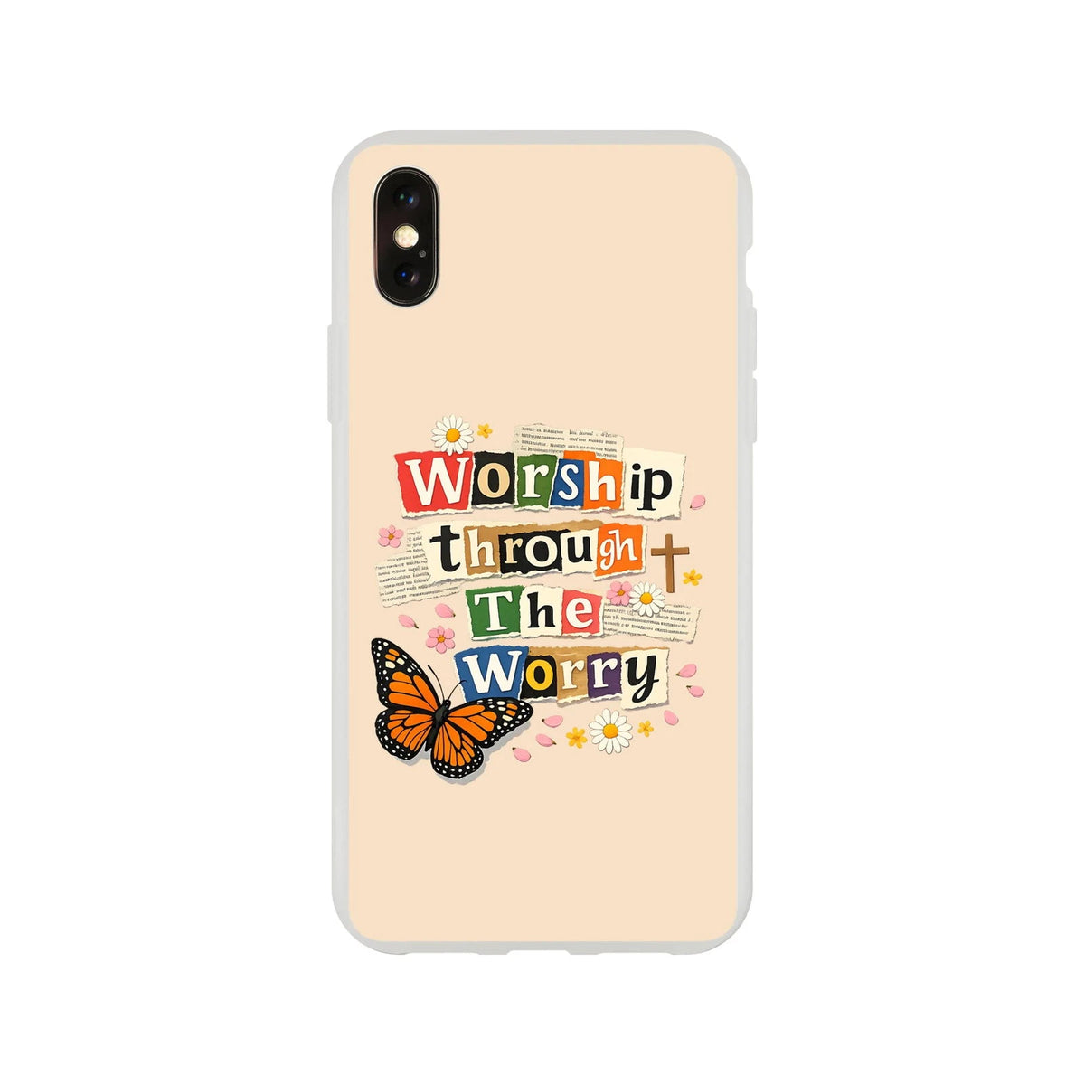 Worship Through The Worry Christian Flexi Phonecase for Iphones - ClaimedbyGodDesigns