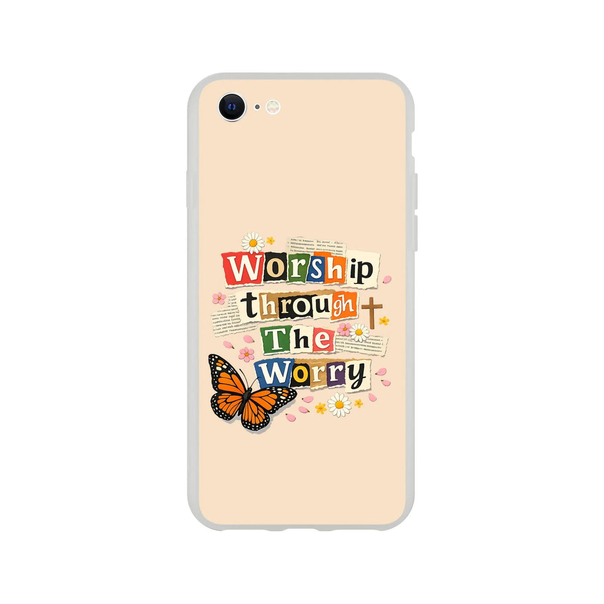 Worship Through The Worry Christian Flexi Phonecase for Iphones - ClaimedbyGodDesigns