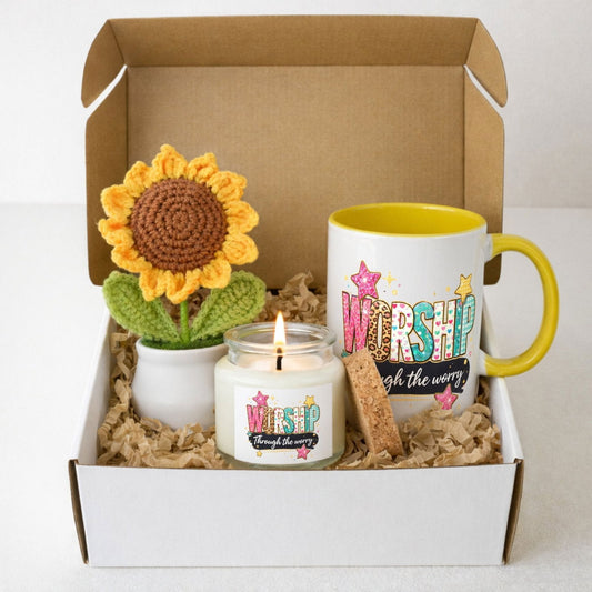 Worship Through The Worry Hello Sunshine Christian Gift Set - ClaimedbyGodDesigns