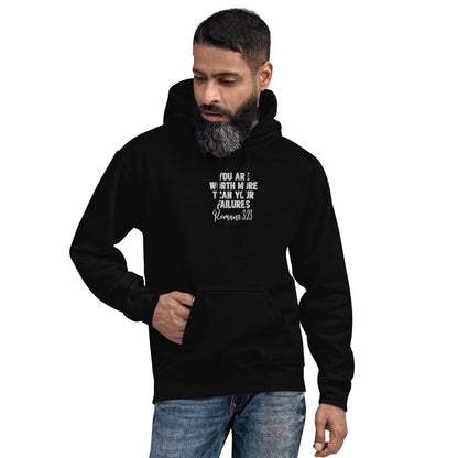 Worth More Than Your Failures Christian Unisex Embroidered Hooded Sweatshirt - ClaimedbyGodDesigns