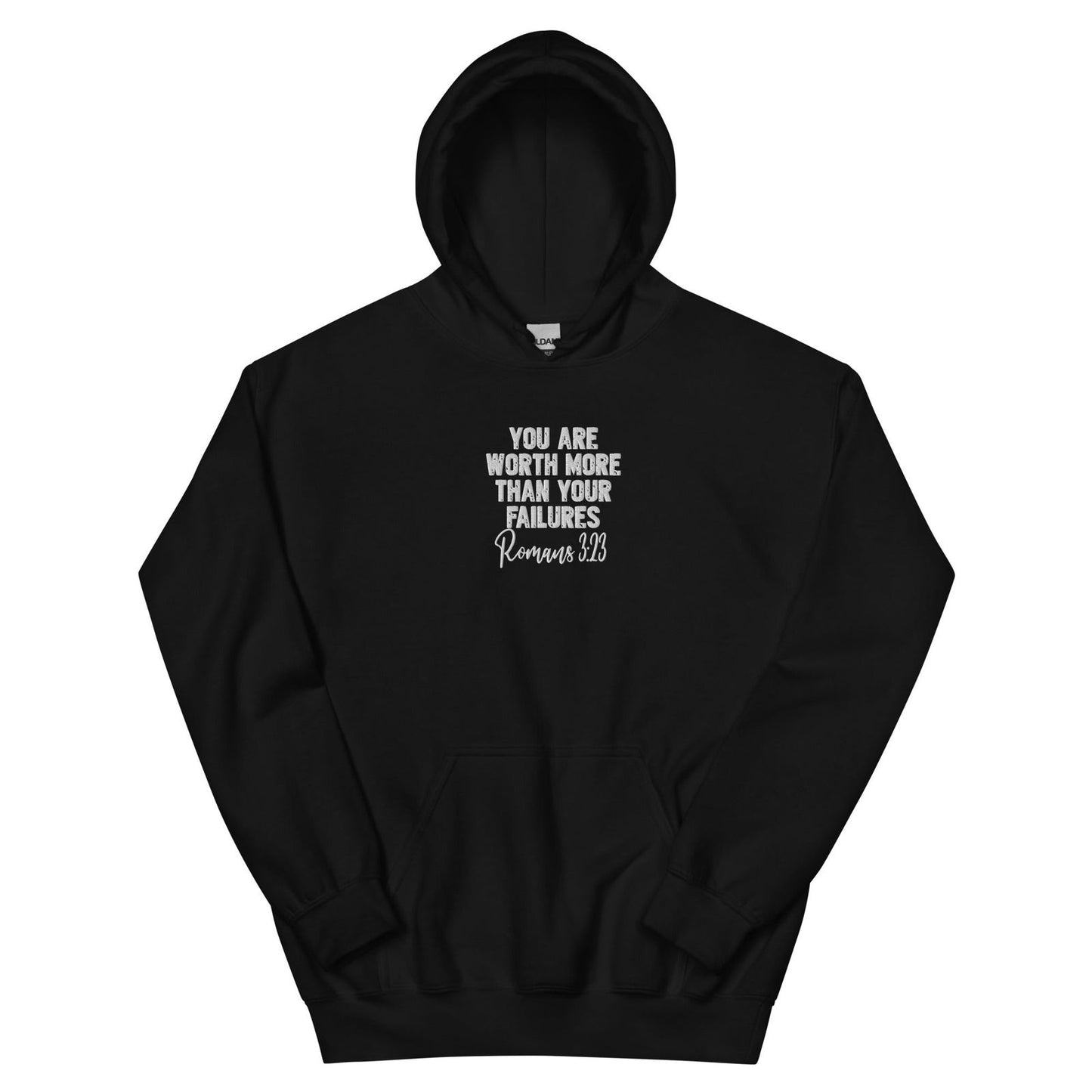 Worth More Than Your Failures Christian Unisex Embroidered Hooded Sweatshirt - ClaimedbyGodDesigns
