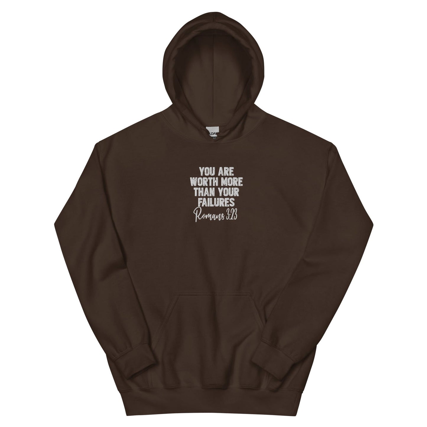 Worth More Than Your Failures Christian Unisex Embroidered Hooded Sweatshirt - ClaimedbyGodDesigns