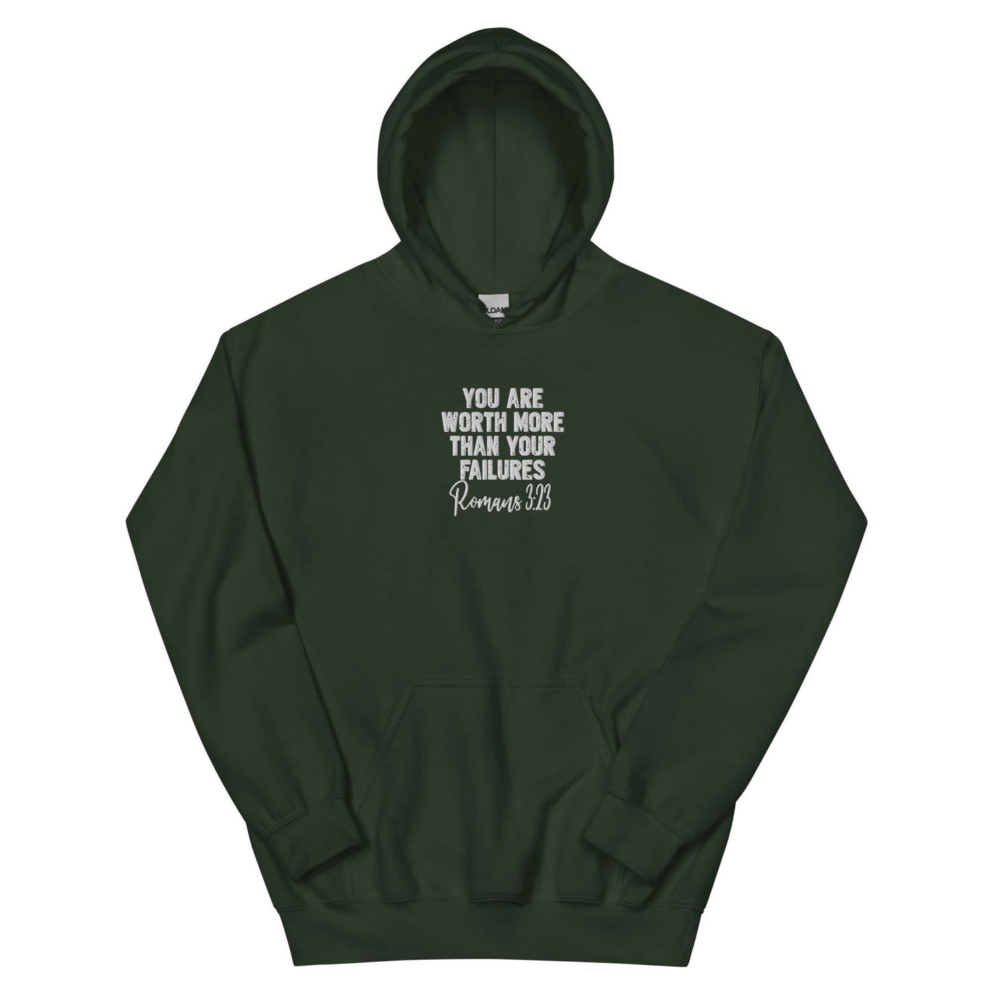 Worth More Than Your Failures Christian Unisex Embroidered Hooded Sweatshirt - ClaimedbyGodDesigns