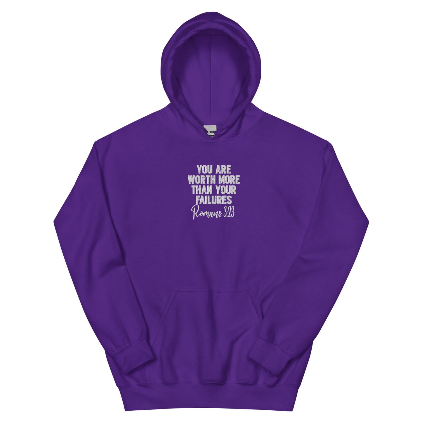 Worth More Than Your Failures Christian Unisex Embroidered Hooded Sweatshirt - ClaimedbyGodDesigns