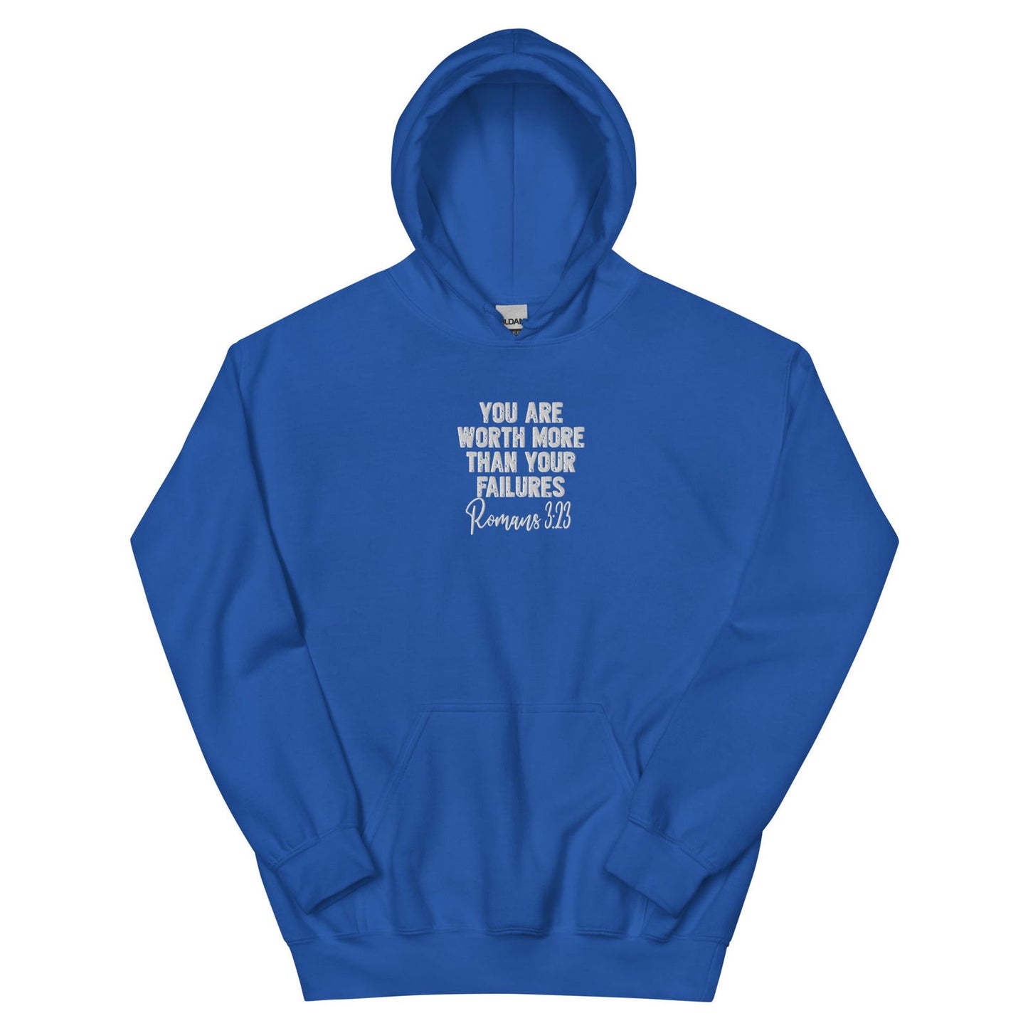Worth More Than Your Failures Christian Unisex Embroidered Hooded Sweatshirt - ClaimedbyGodDesigns